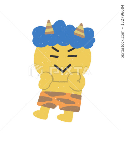 Cute yellow demon illustration 132796684