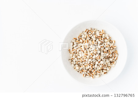 Job's tears in a plate on a white background 132796765