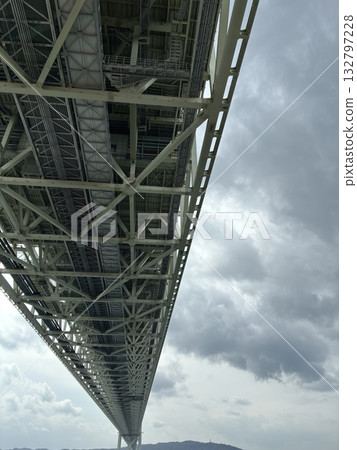 A spectacular view from directly below the Akashi Kaikyo Bridge 132797228