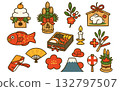 Simple New Year's illustration material set Simple New Year's illustration material set 132797507