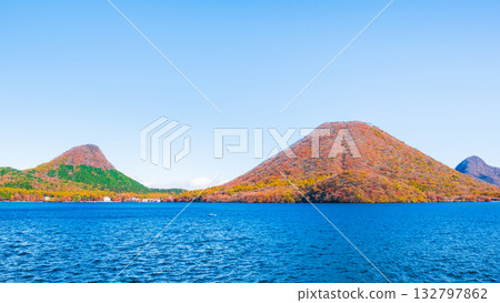 Mount Haruna, Lake Haruna, Mount Eboshigatake, and Mount Haruna Fuji (Autumn) 132797862