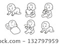 Illustration set of babies with various facial expressions Illustration set of babies with various facial expressions 132797959