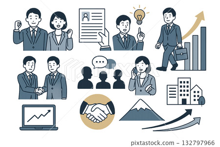Simple business team icon set Simple business team icon set 132797966