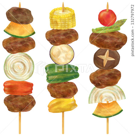 Barbecue skewer illustration set 132797972