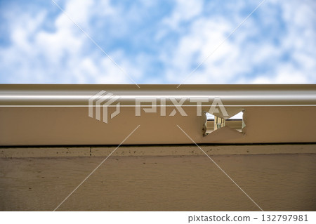 Cut edges in a gutter system for connecting a down spout drain. Cut edges in a gutter system for connecting a down spout drain. 132797981