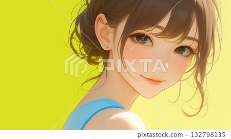 一個可愛的女人的臉的特寫 132798135