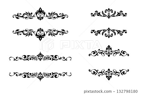 Classic hand-drawn frames and ornaments set. 132798180