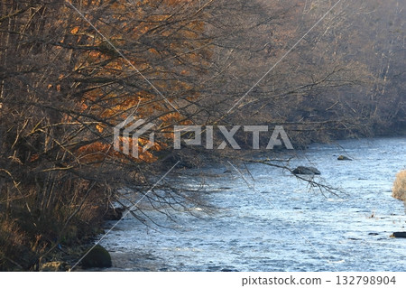 Autumn in Hokkaido, late autumn, river flow Autumn in Hokkaido, late autumn, river flow 132798904