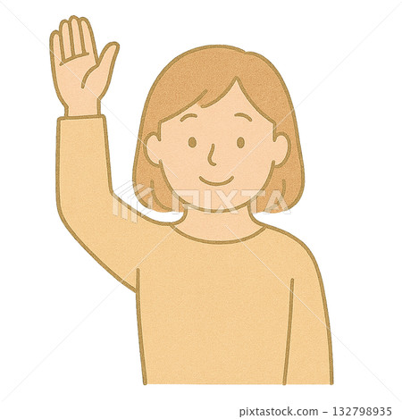 插圖描繪了一位女士舉手提問，以及一位面帶燦爛笑容、積極表達自己觀點的女士在商務場合講話的場景。 132798935