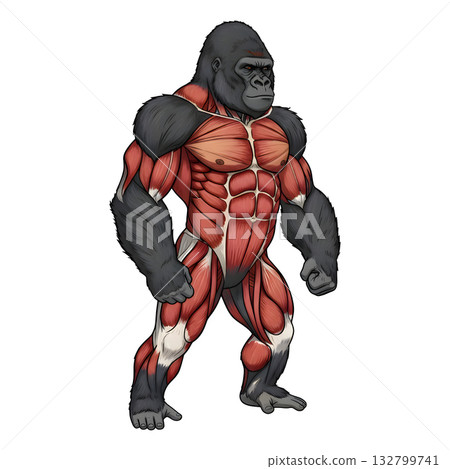 Gorilla anatomy illustration design. Gorilla anatomy illustration design. 132799741
