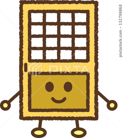 Character-style single icon illustration - Shoji screen Character-style single icon illustration - Shoji screen 132799868