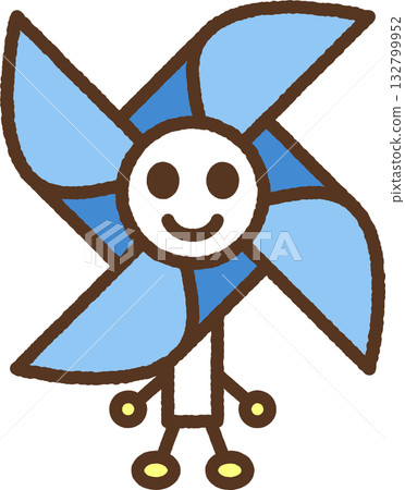 人物風格單圖示插圖：風車 132799952