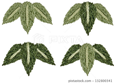 【竹葉套裝】手工刺繡插畫材質 132800341