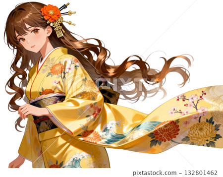 一個穿著和服的女人 132801462