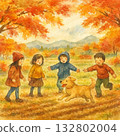 Autumn leaves and children 132802004