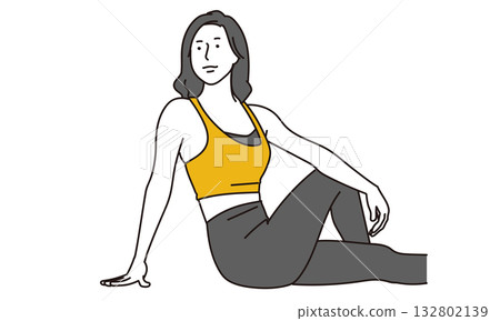 Illustration of a woman doing the half king of the fishes yoga pose Illustration of a woman doing the half king of the fishes yoga pose 132802139
