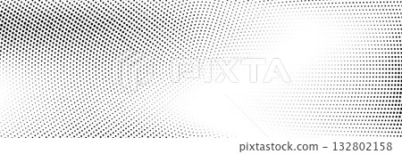 Concentric dotted noise gradient texture. Radial halftone grain background. Comic halfton backdrop for poster, banner, cover, print. Grunge fading overlay wallpaper. Vector cartoon grid patern texure 132802158