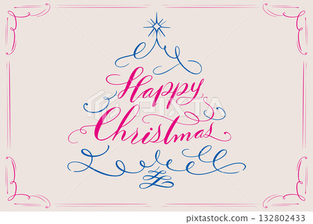 Christmas card_elegant calligraphy Christmas tree illustration 132802433