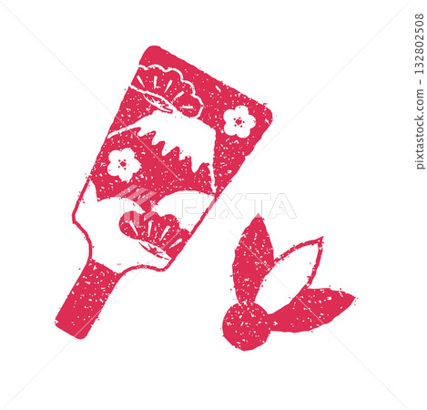 New Year's card materials / General-purpose stamps (hanko) and stamp illustrations / Battledore 132802508