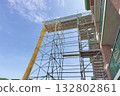 Construction scaffolding structure against blue sky 132802861