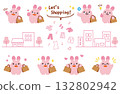 A set of rabbit characters enjoying shopping 132802942