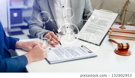 Copyright or patent concept, Person hand using laptop computer, tablet and smartphone with virtual screen copyright icon Copyright or patent concept, Person hand using laptop computer, tablet and smartphone with virtual screen copyright icon 132802953