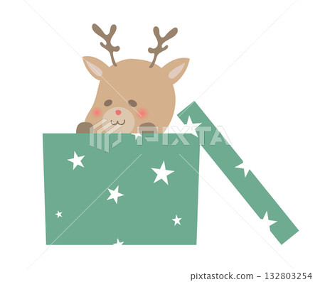 Reindeer peeking out of a box of Pleasant Reindeer peeking out of a box of Pleasant 132803254