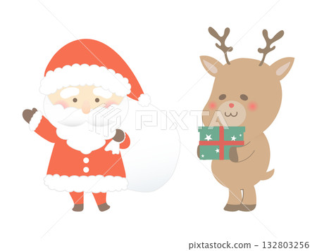 聖誕老公公和馴鹿帶著禮物 聖誕老公公和馴鹿帶著禮物 132803256