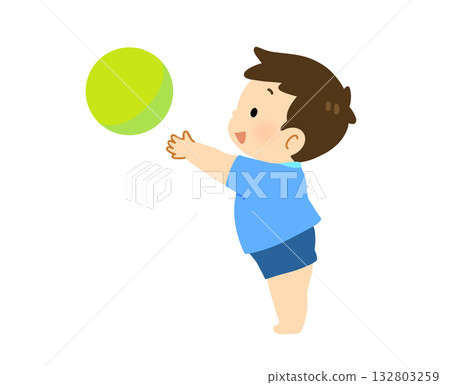 圖：一個孩子丟球 132803259