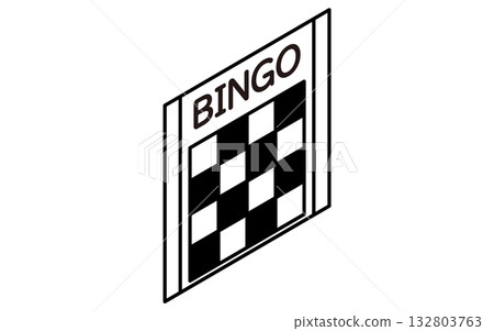 活動圖標,簡約的賓果卡等距插圖,黑白 活動圖標,簡約的賓果卡等距插圖,黑白 132803763
