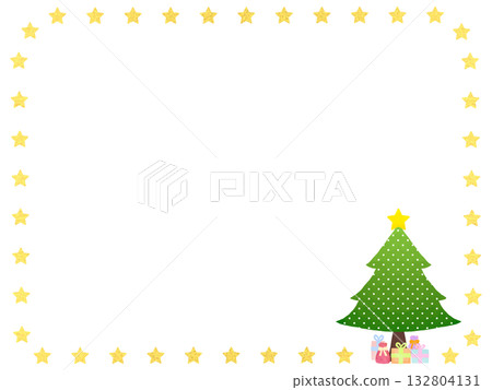 Christmas tree and gold star frame Christmas tree and gold star frame 132804131