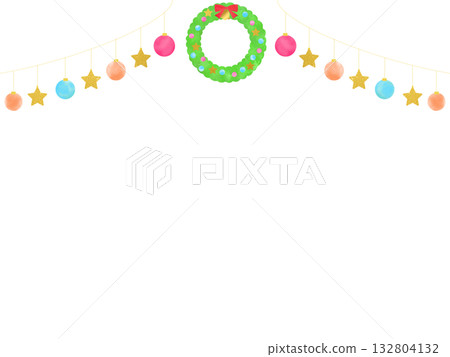 Christmas wreath and ornament garland illustration 132804132
