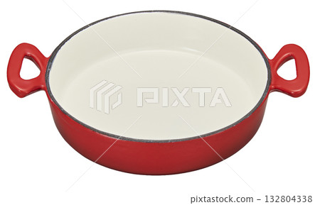 Red enamel fondue pot set for winter home cooking Red enamel fondue pot set for winter home cooking 132804338