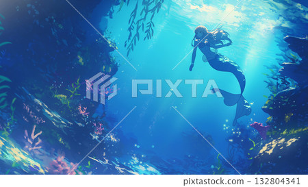 海中的美人魚，動漫風格 132804341