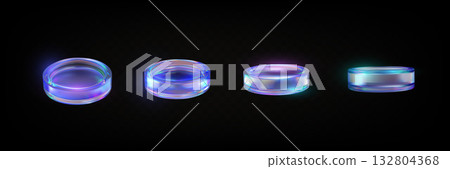 3D holographic iridescent glass circle coin purple effect, game token, casino chip, realistic crystal medal vector set 3D holographic iridescent glass circle coin purple effect, game token, casino chip, realistic crystal medal vector set 132804368