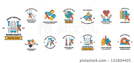 Warm hearts logo is a collection of different symbols Warm hearts logo is a collection of different symbols 132804405