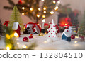 Beautiful christmas decorations with blurred christmas tree lights background 132804510