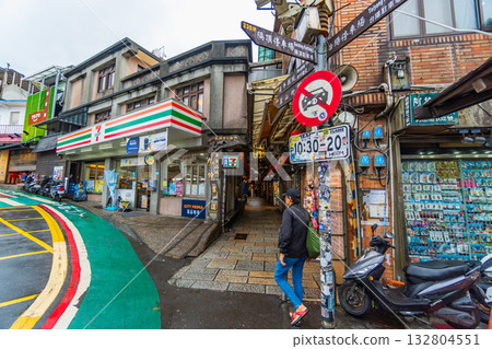 Taiwan, New Taipei City, Jiufen Old Street Entrance Taiwan, New Taipei City, Jiufen Old Street Entrance 132804551