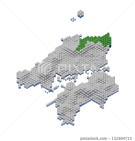 A honeycomb-structured 3D map of Tottori Prefecture A honeycomb-structured 3D map of Tottori Prefecture 132804713
