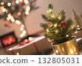 Beautiful christmas tree decoration with blurry tree lights background 132805031