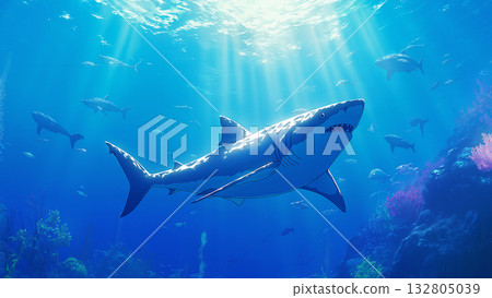 Shark swimming in the sea 132805039