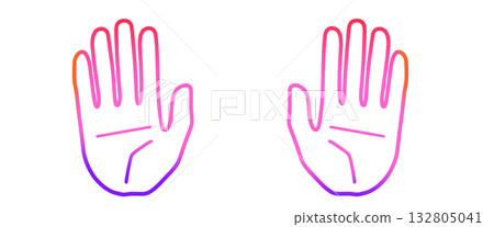 Simple hand icon, cute red gradient, left and right set 132805041
