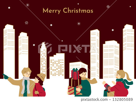 男男女女在聖誕小鎮盡情玩耍 132805089