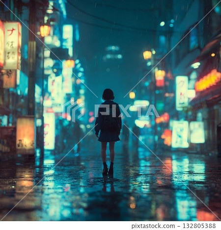 夜晚在城市裡行走的女人 夜晚在城市裡行走的女人 132805388