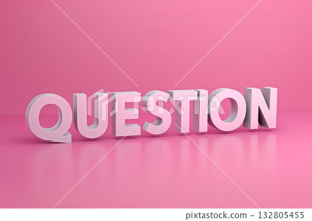 粉紅色背景上的3D問號字母 粉紅色背景上的3D問號字母 132805455