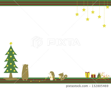 Frame of animals preparing for Christmas 132805469