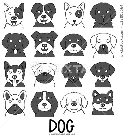 Dog Doodle vector icon set. Drawing sketch illustration hand drawn line eps10 132805564