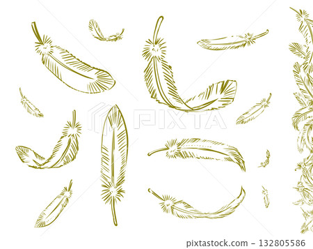 手繪白色羽毛 132805586