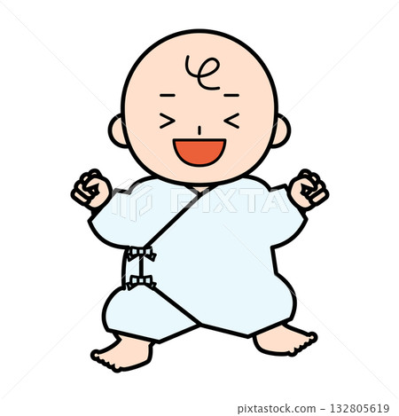 Smiling baby wearing underwear 132805619