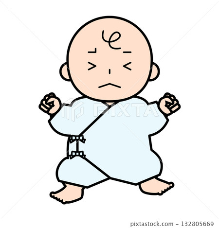 Frowning baby wearing underwear Frowning baby wearing underwear 132805669